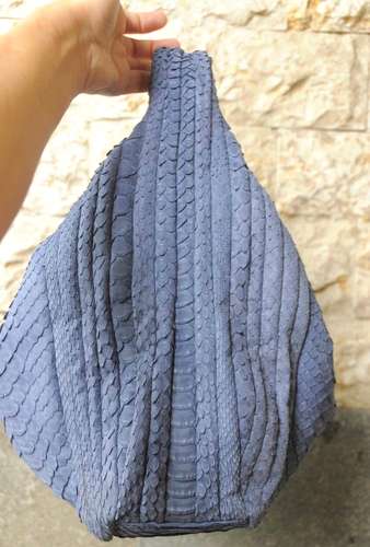 Medium Soft Hobo Classy Sport Woman Stitched Bag | Purse Genuine Python Skin | Dewi Gray Big Elegant Leather Designer So
