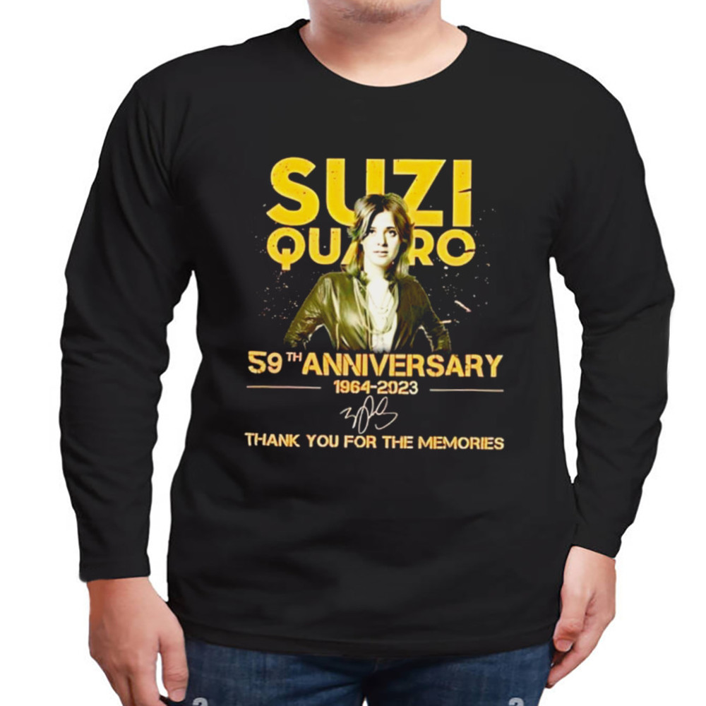 Suzi Quatro 59th Anniversary 1964-2023 Signature Thank You For The Memories Shirt, Unisex Clothing, Shirt For Men Women