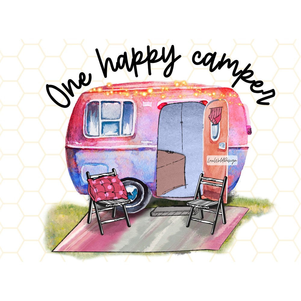 One Happy Camper PNG  Camping png  Camp Life  Sublimation Design  Digital Design Download  Camping Shirt png  Camper png  Camp png - 1.jpg