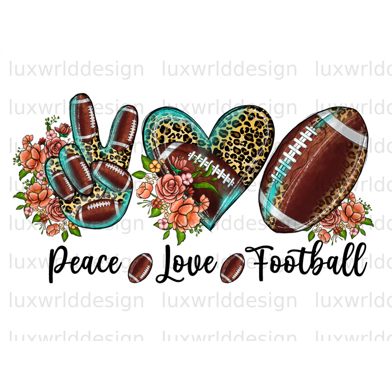 Peace Love Football PNG  Football Png  Football Game  Football Sublimation Design  Football png for Shirts  Digital Download  Leopard - 1.jpg