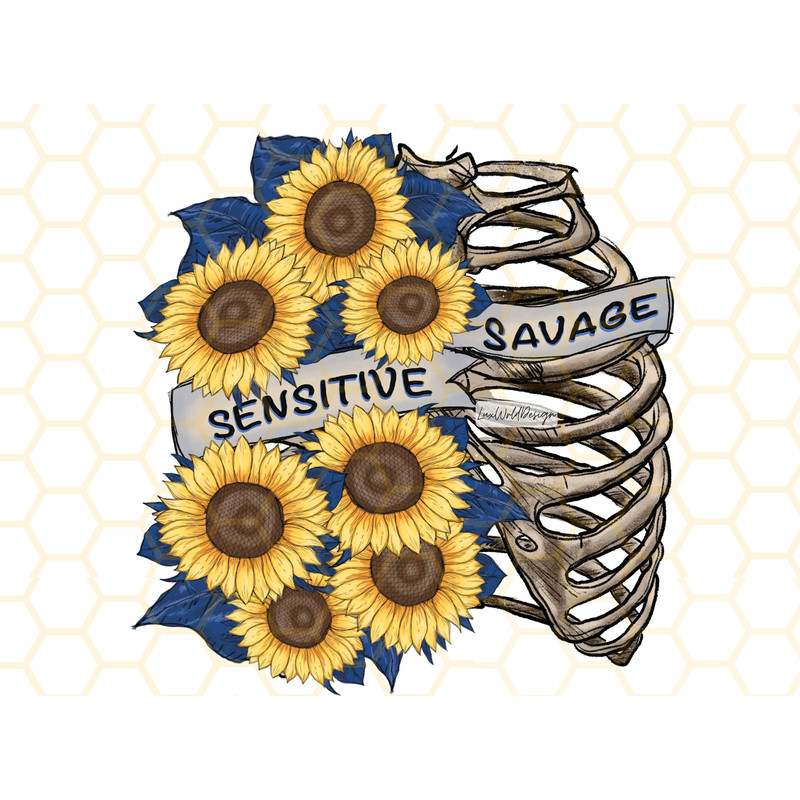 Sensitive Savage PNG Skeleton png Sunflower Png Sublimation Design Digital Design Download Skeleton With Flowers png Graphic - 1.jpg