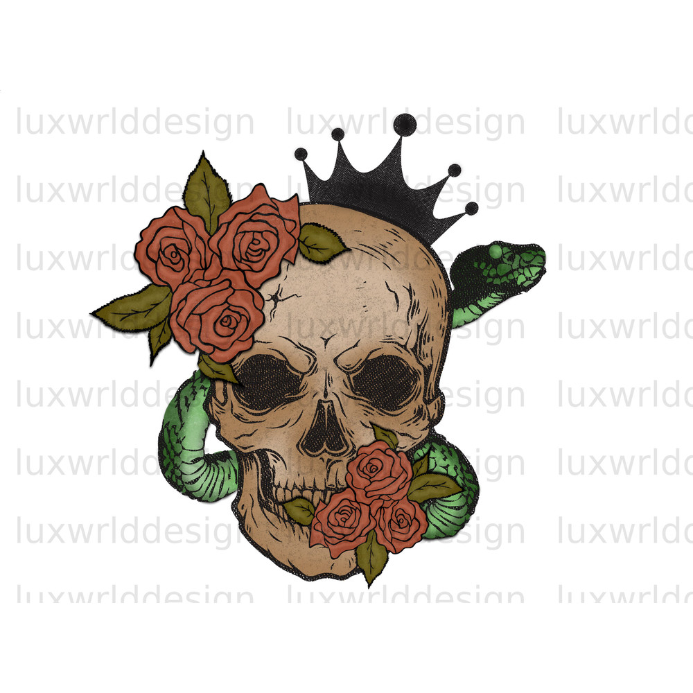 Skull Crown Rose Snake PNG  Skull png  Floral Skull  Sublimation Design  Digital Design Download  Skull Sublimation  Skull Crown - 1.jpg