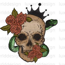 Skull Crown Rose Snake Png undefined Skull Png undefined Floral Skul