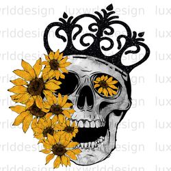 Skull Crown Sunflowers Png undefined Skull Png undefined Floral Skul