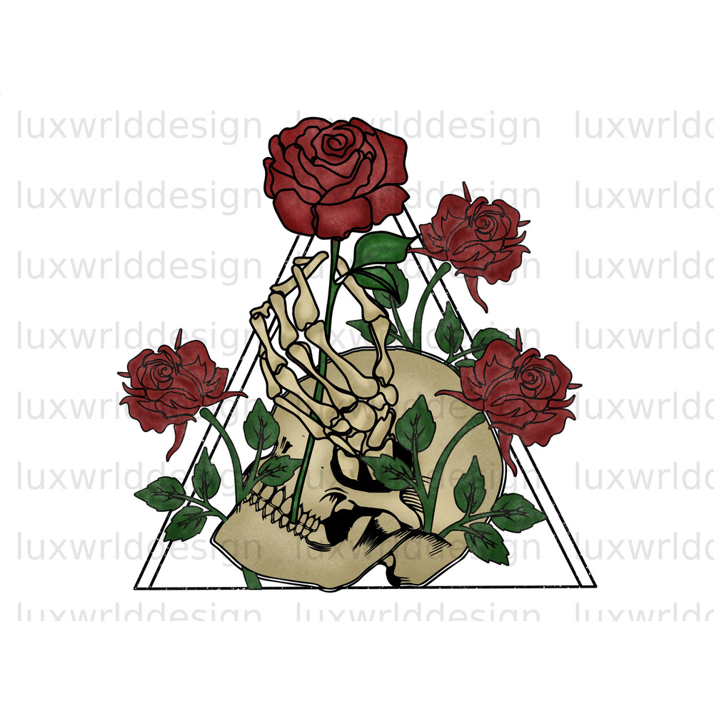 Skull Rose PNG  Skull png  Floral Skull  Sublimation Design  Digital Design Download  Skull Sublimation  Retro Skull Rose - 1.jpg