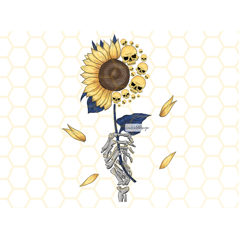 Skull Sunflower PNG  Skeleton png  Sunflower Png  Sublimation Design  Digital Design Download  Skull With Flowers png  Graphic - 1.jpg