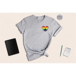 pocket disney rainbow heart shirt, lgbt pride tee, disney family shirt, 2023 lgbt pride shirt, cute lesbian gift