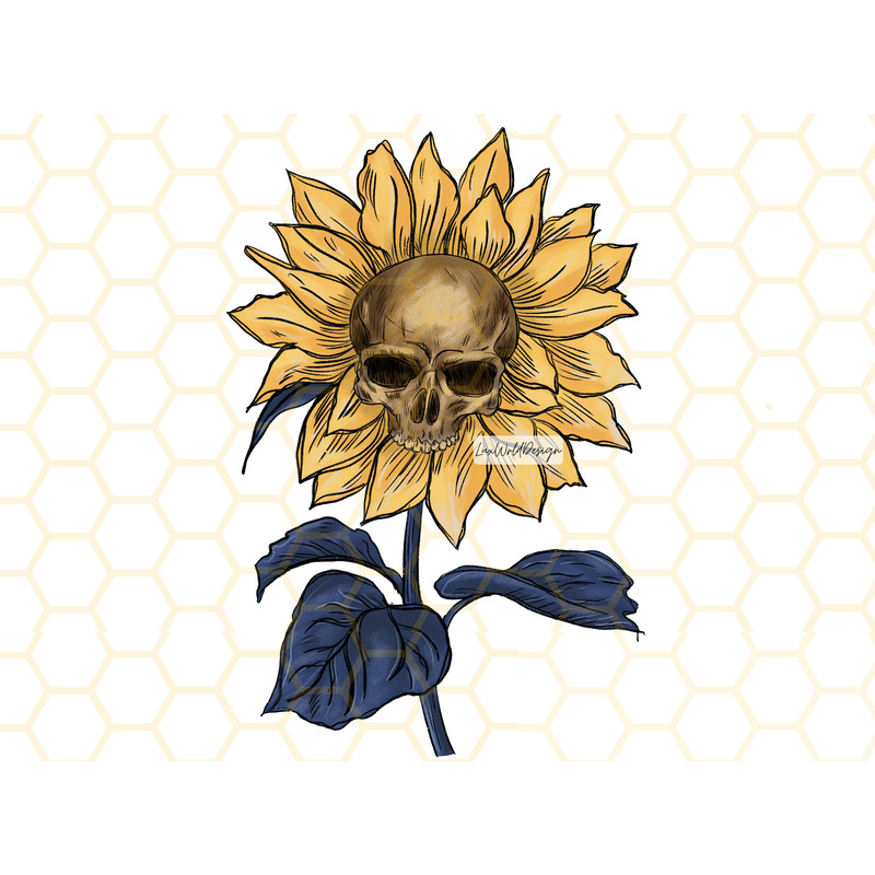Skull Sunflower PNG  Skull png  Sunflower Png  Sublimation Design  Digital Design Download  Skull With Flowers png  Graphic - 1.jpg