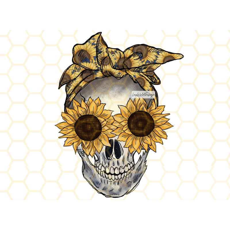 Skull with Sunflowers PNG  Skeleton png  Sunflower Png  Sublimation Design  Digital Design Download  Skull With Flowers png  Graphic - 1.jpg