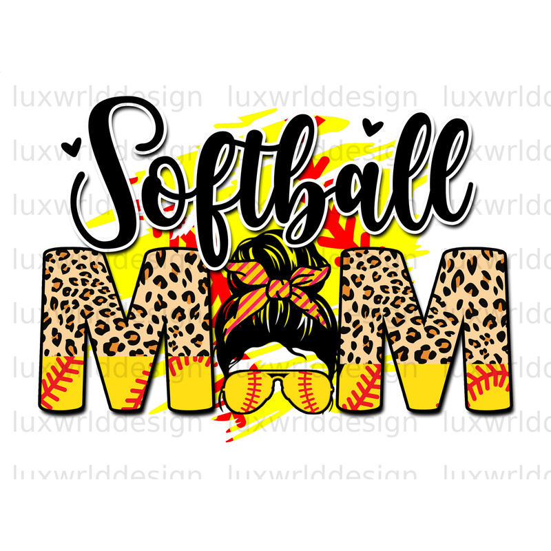 Softball Mom Messy Bun PNG Softball Clipart Softball png Sublimation Design Digital Design Softball Mom Shirt Sublimate Designs - 1.jpg