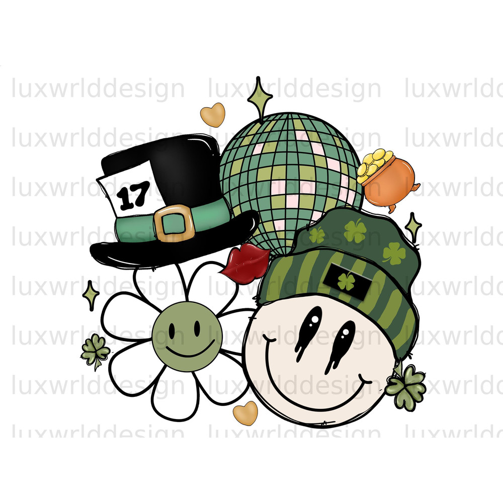 St Patricks Day Smiley Faces PNG St Patrick's Day png St Patricks png Sublimation Design Shamrock png Digital Download Lucky Png - 1.jpg