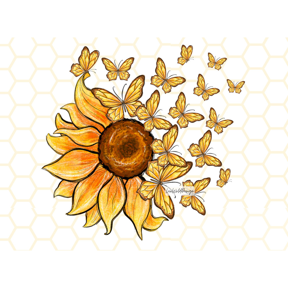Sunflower Butterflies PNG Sublimation Design Digital Design Download Retro png Shirt Designs Graphic - 1.jpg