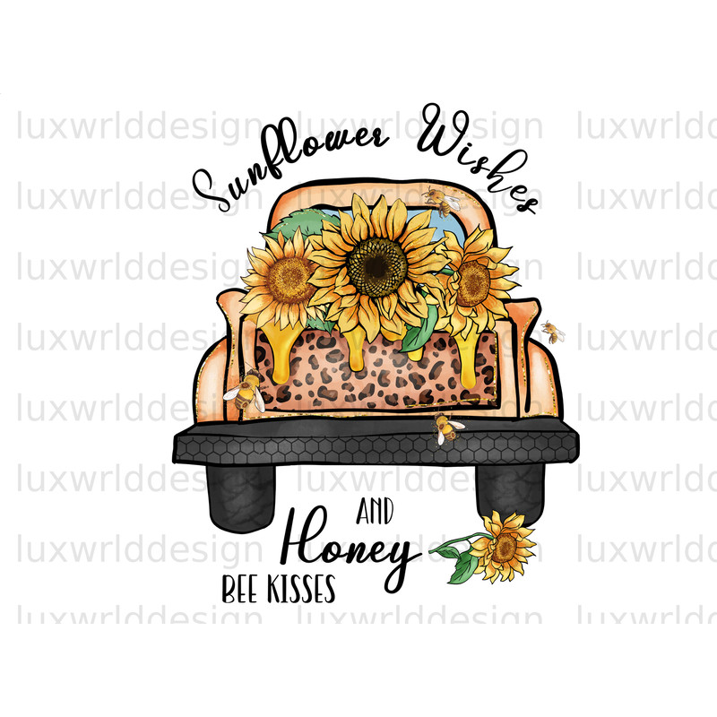 Sunflower Wishes And Honey Bee Kisses PNG Sunflower png Positive Quotes Sublimation Design Digital Design Download - 1.jpg