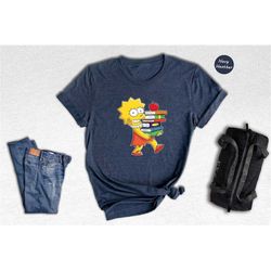 lisa simpson reading shirt, lisa cartoon simpsons t-shirt, simpsons birthday gift, gift for simpsons fan