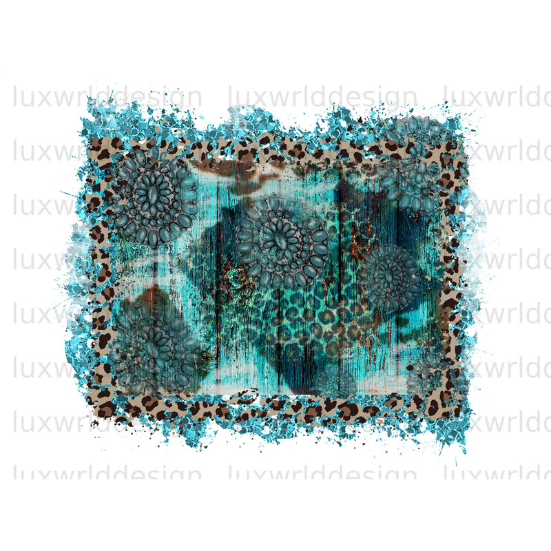 Turquoise Gemstone Leopard Background PNG Western Background png Sublimation Design Digital Design Download Western png - 1.jpg
