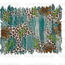 western cactus sunflower turquoise leopard backgro