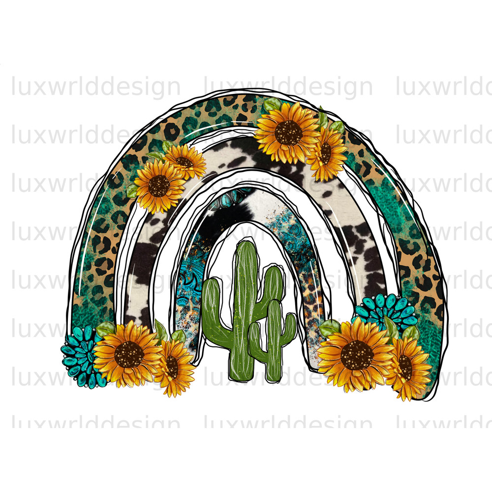 Western Rainbow PNG Western png Western Design Sublimation Design Digital Design Download Western Shirt png Cactus png Leopard - 1.jpg