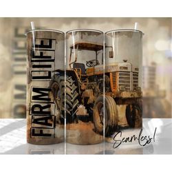 tractor tumbler wrap seamless farm life tumbler template for men sublimation designs downloads - skinny 20oz design