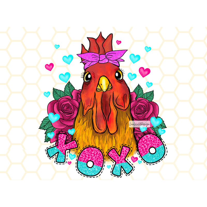 Xoxo Chicken Valentine's Day PNG Valentines png Sublimation Design Digital Design Download Valentine png Valentine's Animal png - 1.jpg