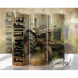 tractor tumbler wrap seamless farm life tumbler template for men sublimation designs downloads - skinny 20oz design