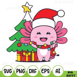 Christmas Light Axolotl Svg - Christmas Axolotl Svg - Xmas Lighted Axolotl Svg - Dog Owners Svg - Funny Christmas Axolot