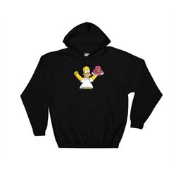 the simpsons homer simpson donuts cartoon hoodie sweatshirt hoody long sleeve s-m-l-xl-xxl-3xl-4xl-5xl adult oversized m