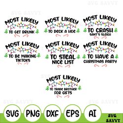 most likely to svg, most likely to party, family svg, most likely to, christmas svg, christmas pajamas, funny svg,
