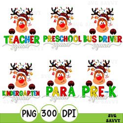 personalized christmas teacher squad png, santa reindeer christmas lights teacher png, teaching christmas gift png