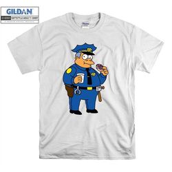 the simpsons clancy wiggum donut t shirt art cartoon t-shirt tshirt s-m-l-xl-xxl-3xl-4xl-5xl oversized men women unisex