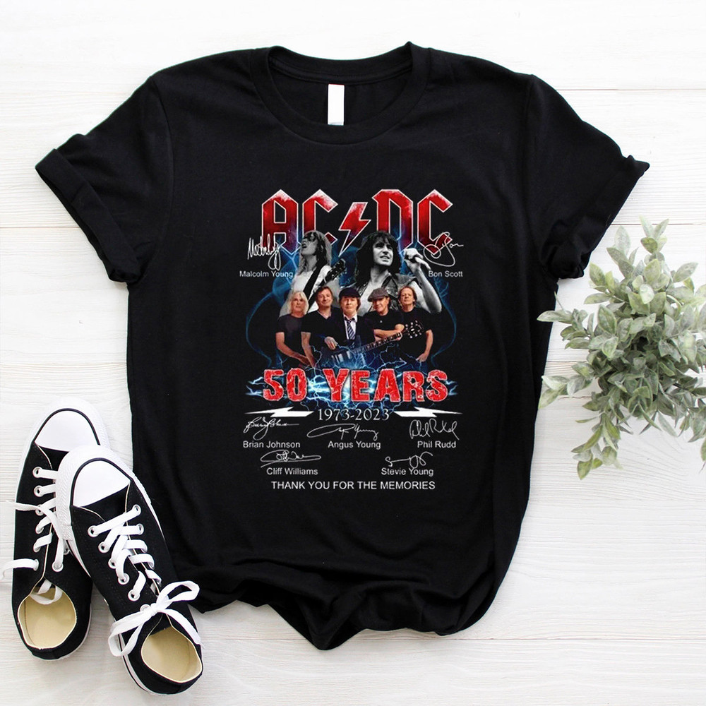 ACDC Band Signature 50 Years Shirt, Rock Band Music Shirt, ACDC Anniversary 1973-2023 T-Shirt For Fan Lovers, Retro Rock Band Merch T-Shirt - 1.jpg