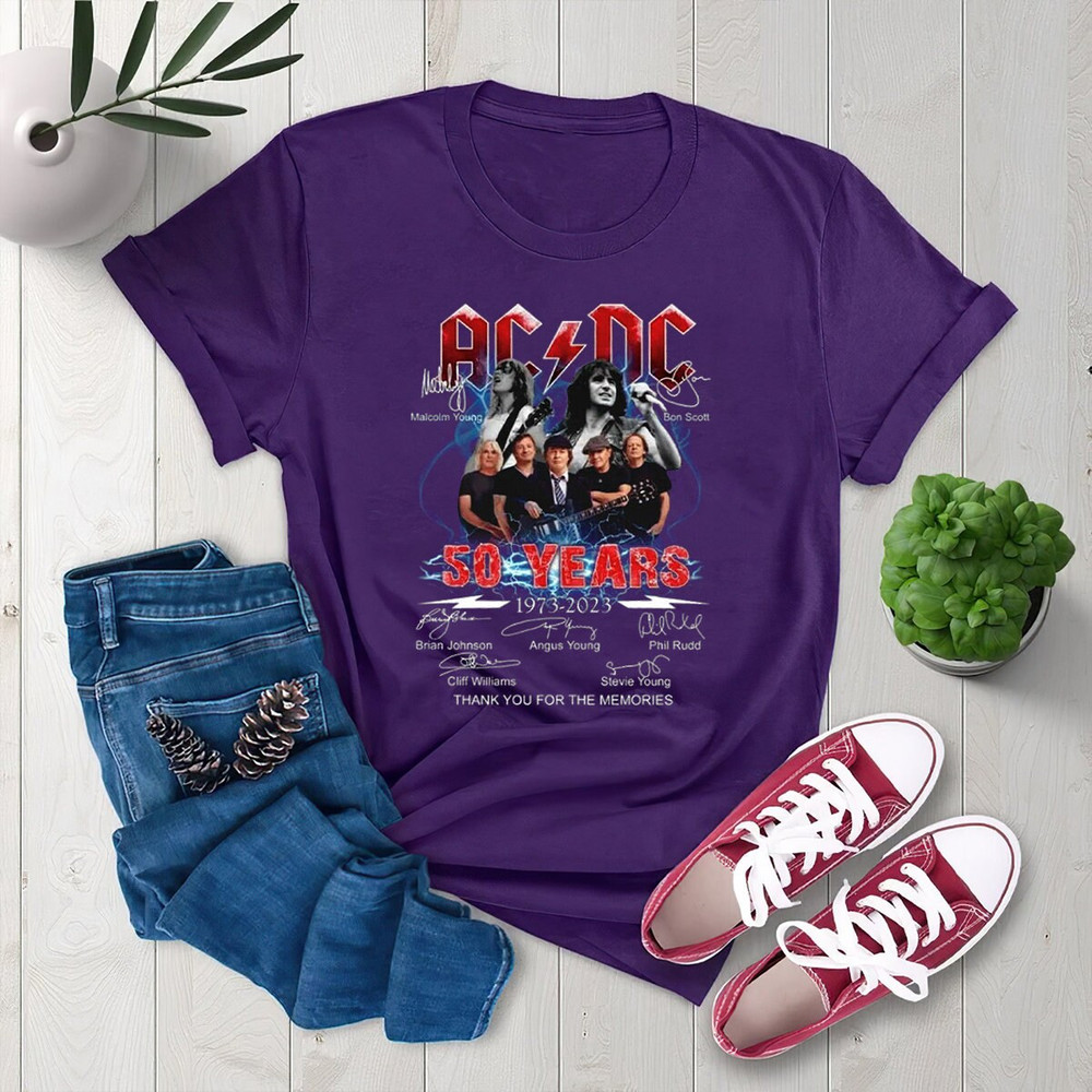 ACDC Band Signature 50 Years Shirt, Rock Band Music Shirt, ACDC Anniversary 1973-2023 T-Shirt For Fan Lovers, Retro Rock Band Merch T-Shirt - 4.jpg