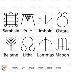 Sabbat Wiccan Symbols Svg, Wiccan Symbols Cricut, Wiccan Symbols Clipart Png, Tattoos Signs Svg, Wiccan Symbols Dxf