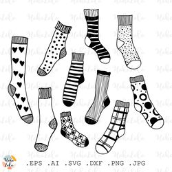 Socks Svg, Socks Clipart Png, Socks Cricut, Socks Stencil Svg, Socks Templates Dxf