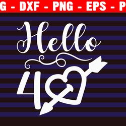 hello forty svg, hello 40 svg, birthday svg, forty birthday svg, fortieth birthday svg, 40th bday t-shirt design
