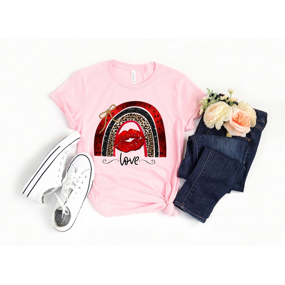 Love Valentine Boho Rainbow Lips Shirt,Valentines Day Shirts For Woman,Heart Shirt,Cute Valentine,Valentines Day Gift,Cheetah Valentines - 1.jpg