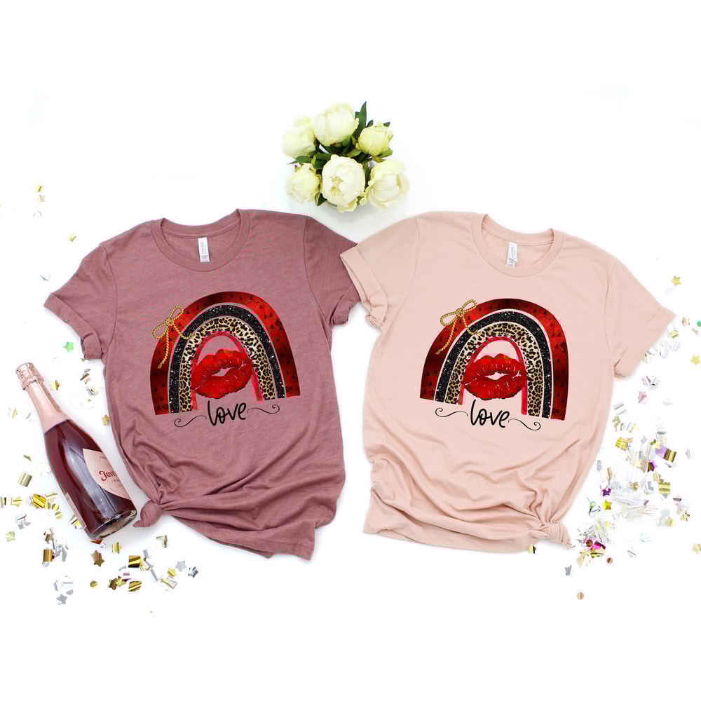 Love Valentine Boho Rainbow Lips Shirt,Valentines Day Shirts For Woman,Heart Shirt,Cute Valentine,Valentines Day Gift,Cheetah Valentines - 3.jpg