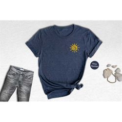 pocket sun shirt, hand drawn sun t-shirt, beach shirt, vacation shirt, mystical tee, vacation shirt, summer vibes tee
