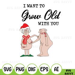 personalized i want to grow old with you ceramic svg, gift for wife husband svg, parents anniversary, naughty grandma