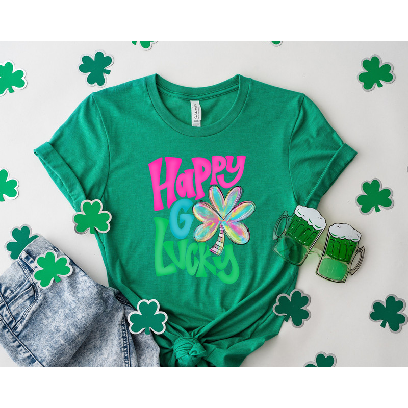 Shamrock St Patrick's Day Shirt, Lucky Shirt, Happy Go Lucky, Shamrock Shirt, St Patty's Shirt, St Patrick's Day Gift, Irish Shirt - 1.jpg