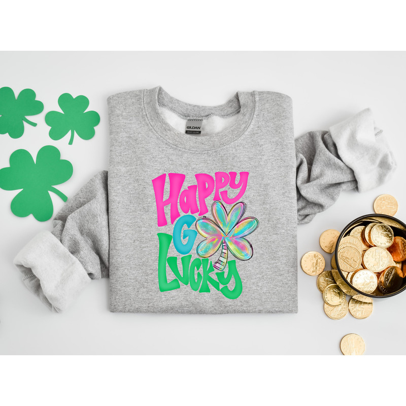 Shamrock St Patrick's Day Shirt, Lucky Shirt, Happy Go Lucky, Shamrock Shirt, St Patty's Shirt, St Patrick's Day Gift, Irish Shirt - 2.jpg