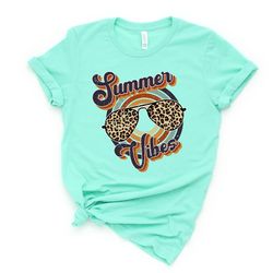Summer Vibes Shirt,Summer Cheetah Shirt,Vacation Shirts for Women,Retro Vintage Summer Vibes Shirt,Vacay Mode,Vacation T
