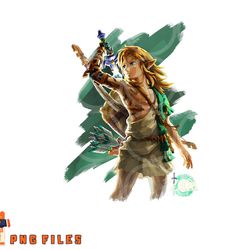 the legend of zelda tears of the kingdom link hero poster premium png, digital download copy