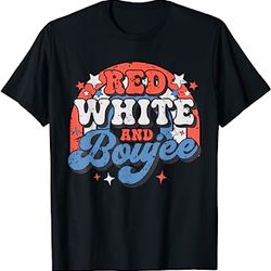 retro groovy cute red white and boujee 4th of july patriotic t-shirt