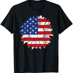 4th of july sunflower flag usa american patriotic t-shirt