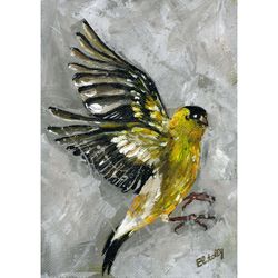 Bird Print of Original Acrylic Painting Little Yellow Bird Art Interior Decor