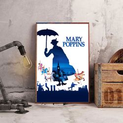 mary poppins poster, movie poster, movie home decor, movie decoration, mary poppins wall art, movie wall art