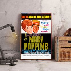 mary poppins poster, mary poppins wall art, movie home decor, movie decoration, movie poster, movie wall art