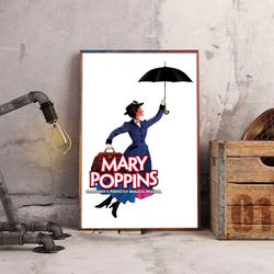 mary poppins poster, mary poppins wall art, movie poster, movie decoration, movie home decor, movie wall art