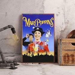 mary poppins wall art, movie poster, movie home decor, movie decoration, mary poppins poster, movie wall art