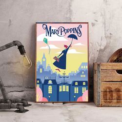 movie decoration, mary poppins poster, movie poster, movie home decor, movie wall art, mary poppins wall art